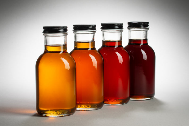 Vermont maple syrup grades - golden to very dark